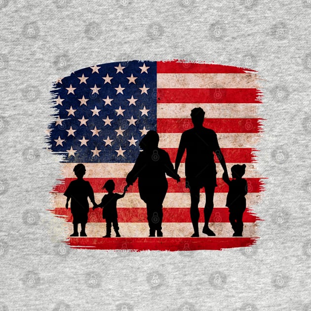 American flag with family by Don’t Care Co